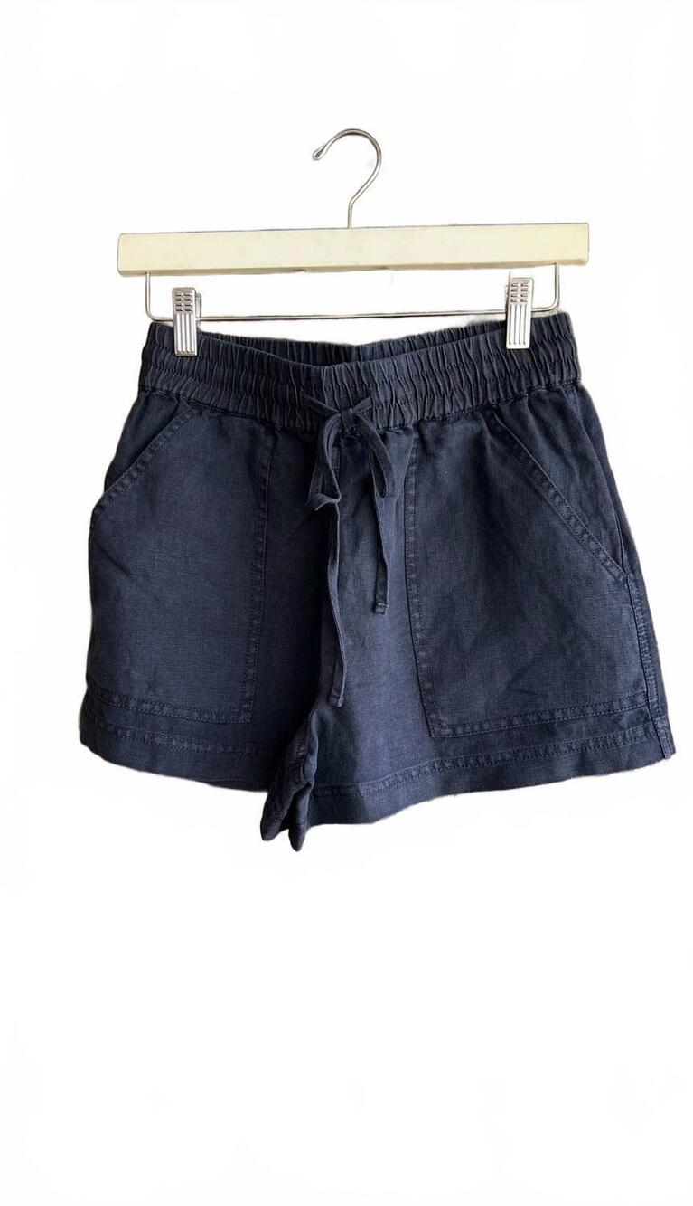 NEW VELVET BY GRAHAM & SPENCER women's sutton linen shorts in navy